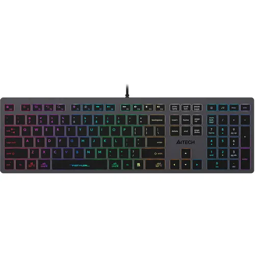 Клавиатура A4TECH Fstyler FX60H, проводная, USB, ножничная, серый [fx60h grey/neon]