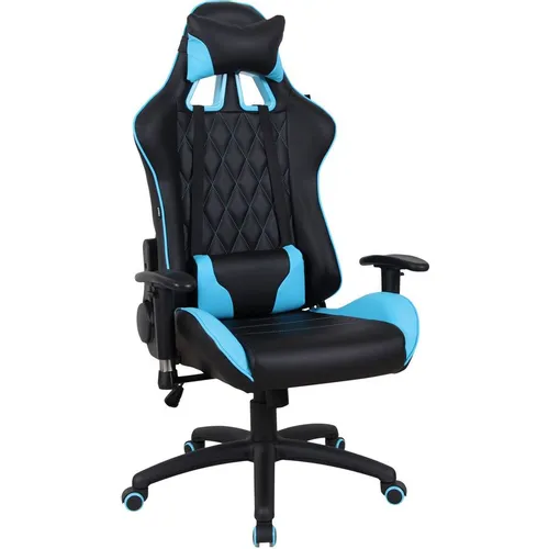 Кресло игровое BRABIX GT Master GM-110, экокожа, до 130кг, топ-ган, регулируемые 3D подлокотники, черный/голубой