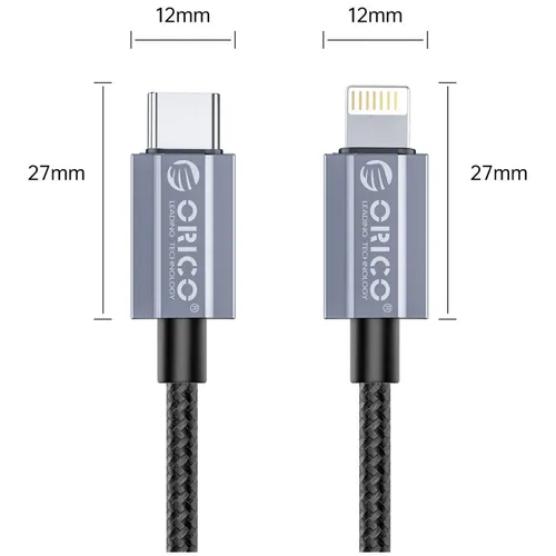 Кабель ORICO GQA, Lightning (m) - USB Type-C (m), 1.5м, черный [orico-gqa29-15-bk-bp]