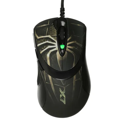 Мышь проводная A4TECH Oscar Editor XL-747H, игровая, лазерная, USB, 3600dpi, коричневый и рисунок [xl-747h (brown spider)]