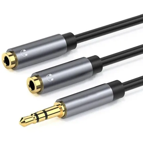 Кабель-переходник аудио PREMIER PCH-235, 2xJack 3.5 (f) - Jack 3.5 (m), 0.2м, GOLD, черный