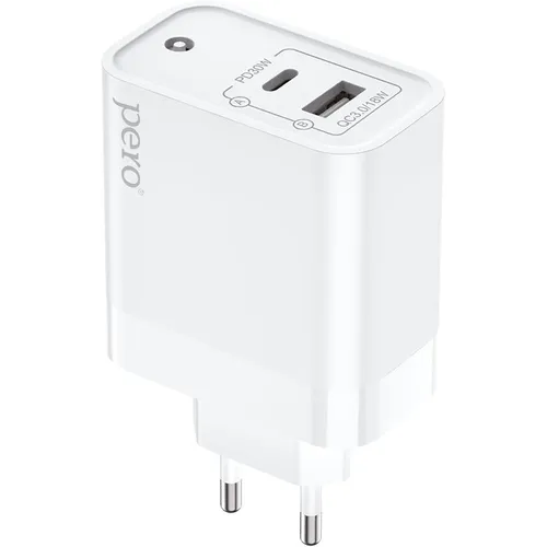 Сетевое зарядное устройство PERO TC12, USB-A, USB-C, 48Вт, 3A, белый [тс12w]