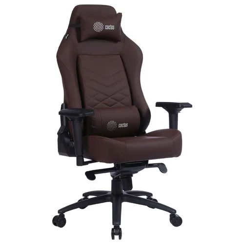 Кресло игровое Cactus CS-CHR-0112, экокожа, до 120кг, регулируемые 4D подлокотники, коричневый
