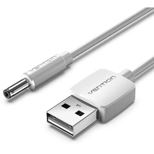 Кабель питания VENTION CEXWF, DC-Jack 3.5 (m) (прямой) - USB A(m) (прямой), круглое, 1м, пакет, белый