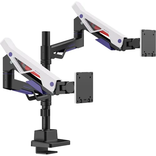 Кронштейн для мониторов ULTRAMOUNTS UM742BW, до 57", до 27кг, крепление к столешнице, поворот и наклон, черный / белый