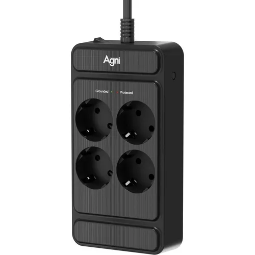 Сетевой фильтр AGNI TP-FS4E, 5м, черный [tp-fs4e-5m-black]