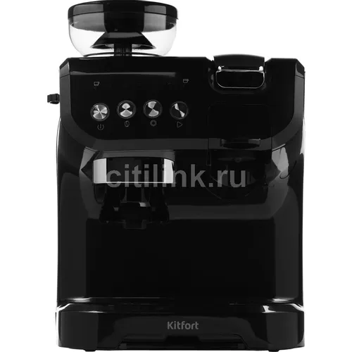 Кофеварка KitFort КТ-7107, рожковая, черный /серебристый