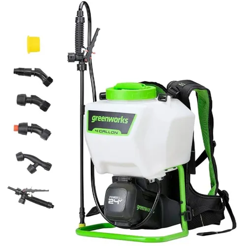 Опрыскиватель GREENWORKS G24BPSII, аккумуляторный, ранцевый, 15л, белый/зеленый [5300307ua]