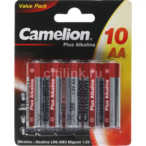 AA Батарейка CAMELION Plus Alkaline LR6-BP10, 10 шт.