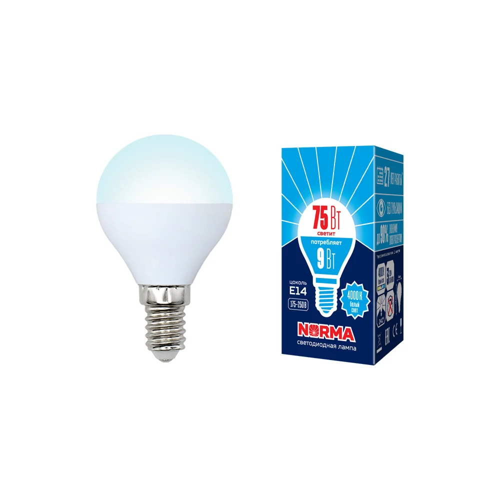 Светодиодная лампа Volpe LED-G45-9W/NW/E14/FR/NR UL-00003825