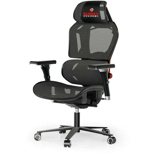 Кресло игровое EUREKA Typhon, сетка, до 124кг, мультиблок, регулируемые 4D подлокотники, черный