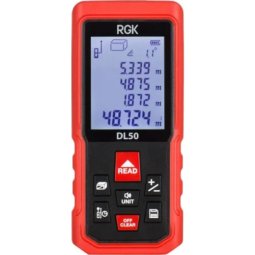 Лазерный дальномер RGK DL50, 2 класс лазера, 635нм, луч красный [4610011873904]