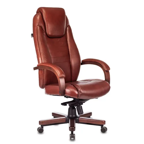 Кресло руководителя Бюрократ T-9923WALNUT, кожа, до 200кг, светло-коричневый