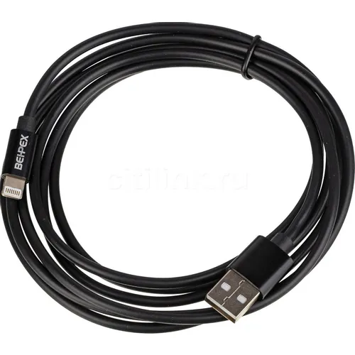 Кабель Lightning (m) - USB (m), 2м, 2.4A, черный