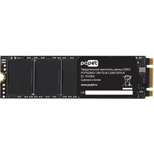 SSD накопитель PC PET PCPS256G1 256ГБ, M.2 2280, SATA III, M.2, oem
