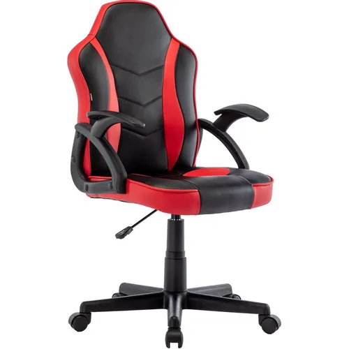 Кресло игровое BRABIX Shark GM-203, экокожа, до 120кг, фиксированные подлокотники, черный/красный