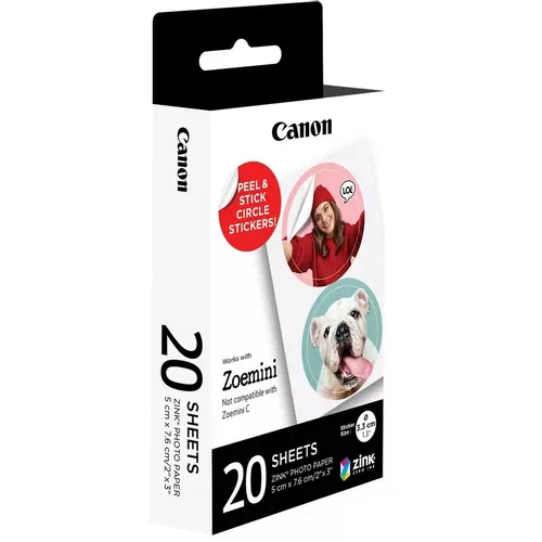 Наклейки Canon Zink ZINK ZP-2030-2C-20 (2 круга), для сублимационных принтеров, 20л, белый, 2шт [4967c003]