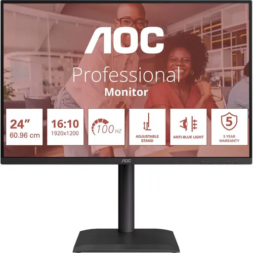 24" Монитор AOC X24E4U, 1920x1200, IPS, 100Гц, 1хHDMI, 1хDP, черный