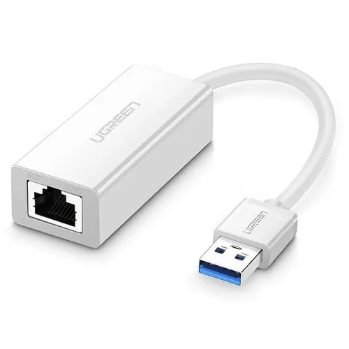 Адаптер UGREEN CR111, USB 3.0 A(m) - RJ-45 (m), ферритовый фильтр , 0.1м, белый [20255]