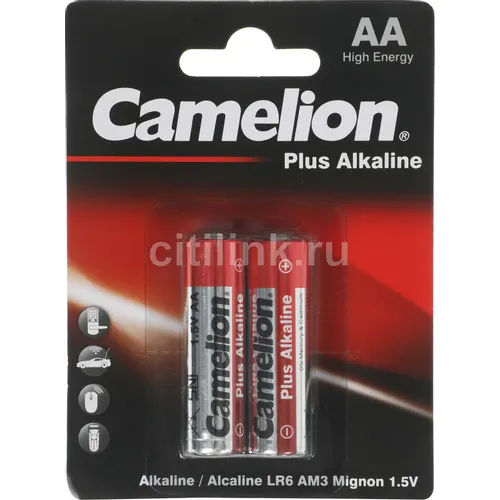 AA Батарейка CAMELION Plus Alkaline LR6-BP2, 2 шт. 2700мAч