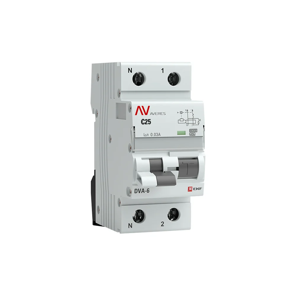Дифференциальный автомат EKF AVERES DVA-6 rcbo6-1pn-25C-30-a-av