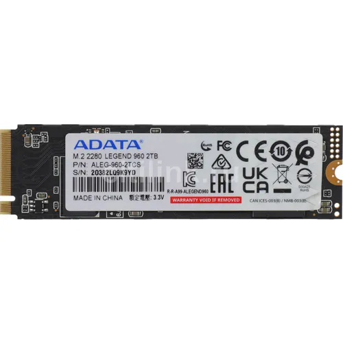 SSD накопитель A-Data Legend 960 ALEG-960-2TCS 2ТБ, M.2 2280, PCIe 4.0 x4, NVMe, M.2