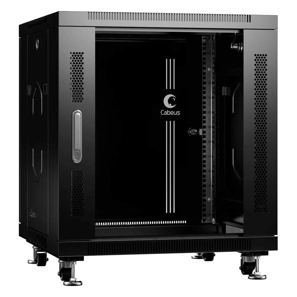 Напольный телекоммуникационный монтажный шкаф для оборудования Cabeus SH-05C-12U60/60-BK