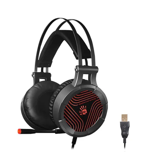 Гарнитура игровая A4TECH Bloody G530, для компьютера, мониторные, проводные, черный / серый [g530 (grey) usb]