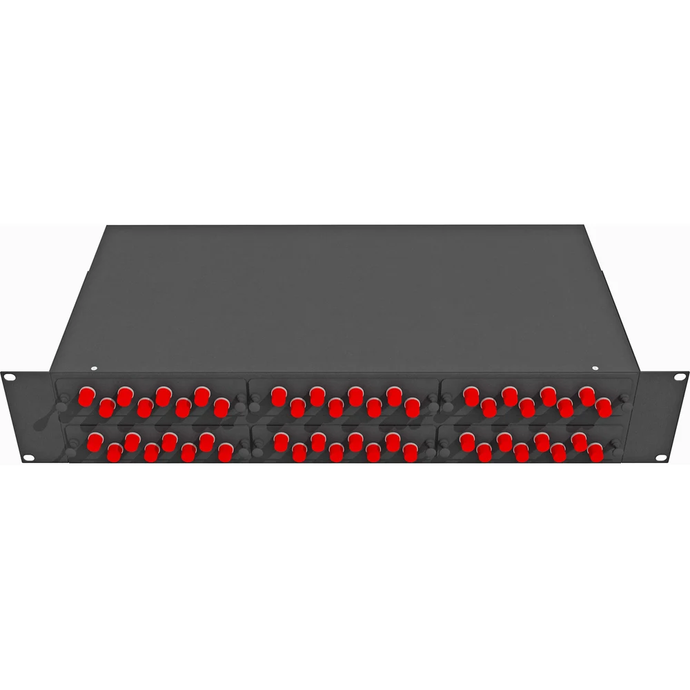 Укомплектованный одномодовый стоечный оптический кросс TopLan КРС-Top-2U-48FC/U-OS2-BK
