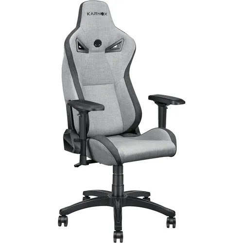 Кресло игровое KARNOX Legend Tr Fabric, ткань, до 135кг, топ-ган, регулируемые 4D подлокотники, светло-серый/черный