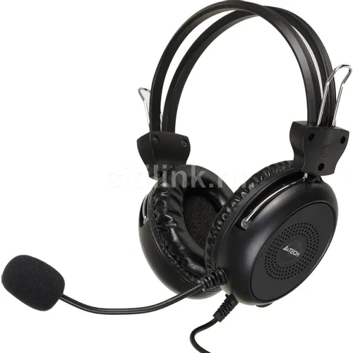 Гарнитура A4TECH HU-30, для компьютера, накладные, проводные, черный