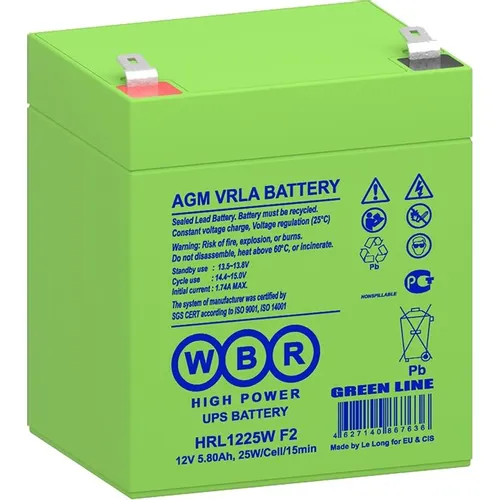 Аккумуляторная батарея WBR HRL1225W для ИБП, 12В, 5.8Ач [hrl1225w wbr]