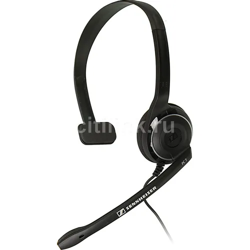 Гарнитура Sennheiser PC 7, для контактных центров, накладные, проводные, моно, черный [504196]