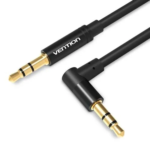 Кабель аудио VENTION Jack 3.5 (m) - Jack 3.5 (m) (Г-образный), 0.5м, GOLD, черный [bakbd-t]
