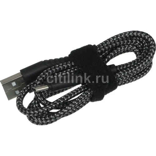 Кабель BORASCO Fishbone, USB Type-C (m) - USB (m), 1м, 3A, серый [38504]