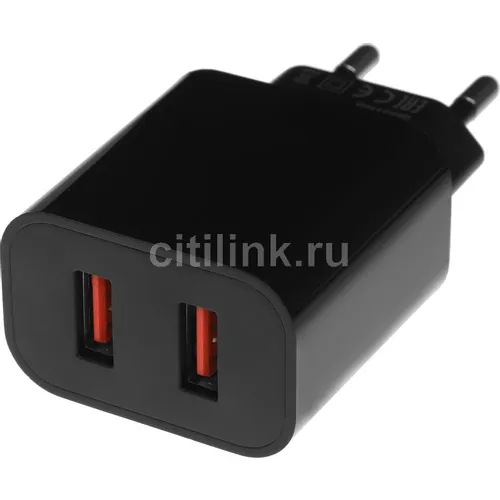 Сетевое зарядное устройство BORASCO 37262, 2xUSB-A, 2.4A, черный