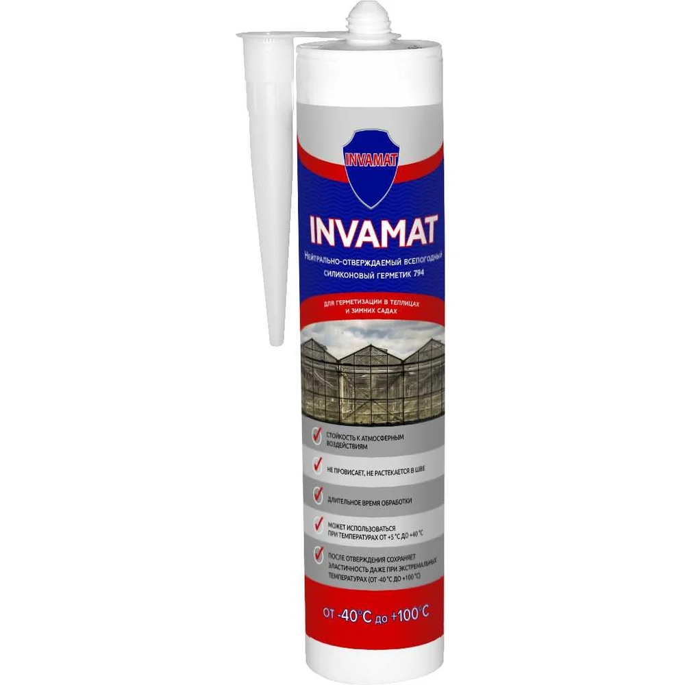 Силиконовый нейтральный герметик для теплиц INVAMAT 1098