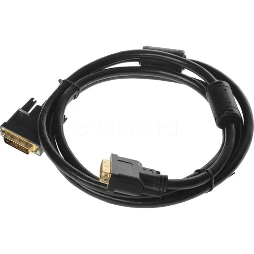 Кабель DVI DVI-D (m) - DVI-D (m), GOLD , ферритовый фильтр , 1.8м, черный