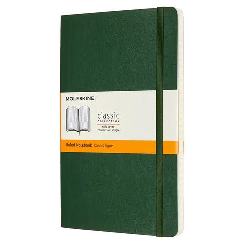 Блокнот Moleskine Classic Soft, 192стр, в линейку, мягкая обложка, зеленый [qp616k15]