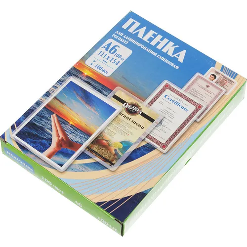Пленка для ламинирования Office Kit PLP111, 100мкм, 111х154 мм, 100шт., глянцевая, A6