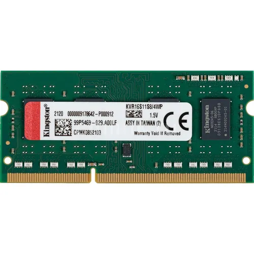 Оперативная память Kingston Valueram KVR16S11S8/4WP DDR3 - 1x 4ГБ 1600МГц, для ноутбуков (SO-DIMM), Ret