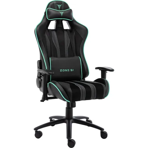 Кресло игровое ZONE 51 Gravity, экокожа/замшевая ткань, до 150кг, топ-ган, регулируемые 2D подлокотники, черный/голубой