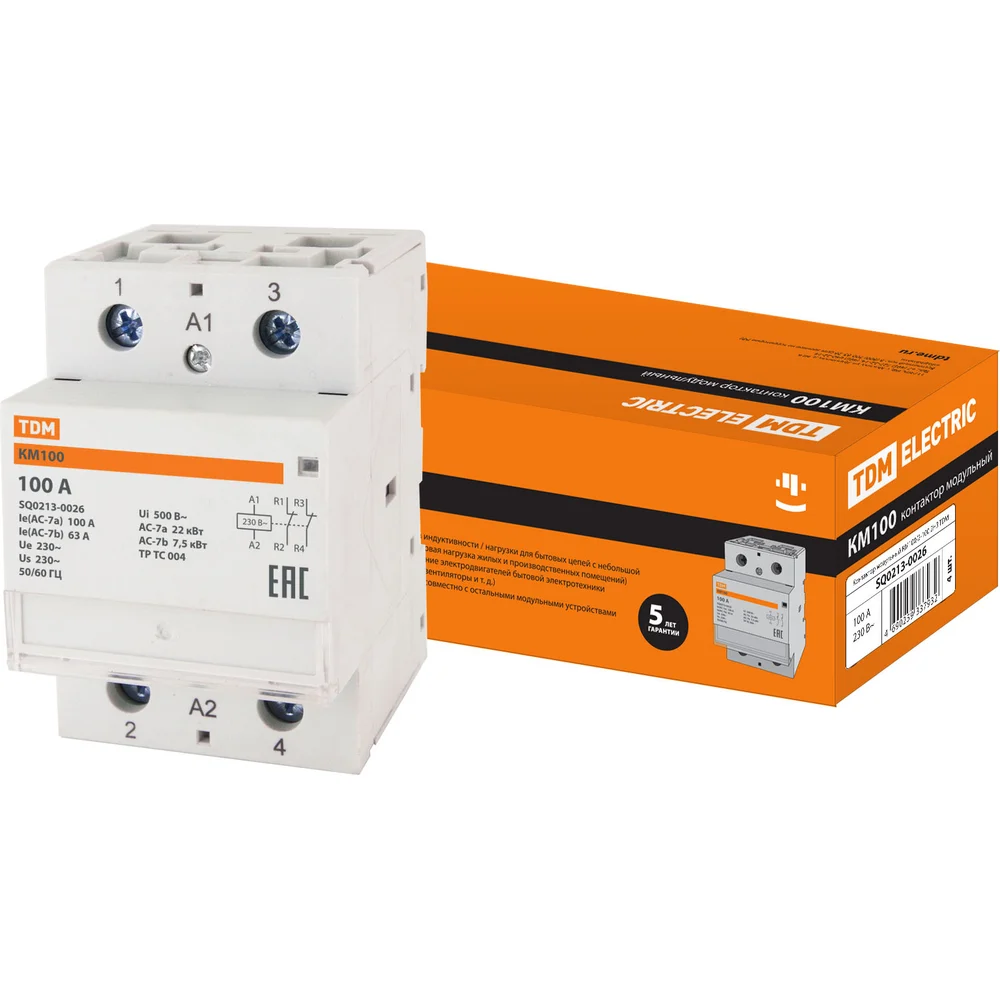 Модульный контактор TDM КМ100/2-100 SQ0213-0026