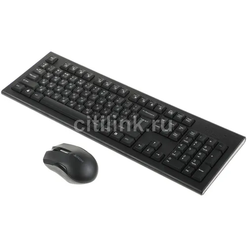 Комплект (клавиатура+мышь) A4TECH 3000NS, USB, беспроводной, черный