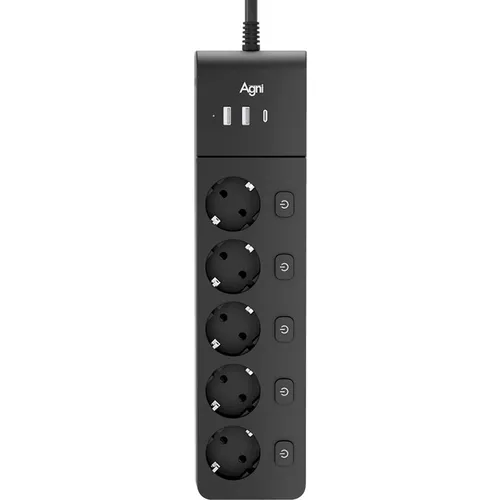 Сетевой фильтр AGNI TP-FI3U5E-C, 5м, черный [tp-fi3u5e-c-5m-black]