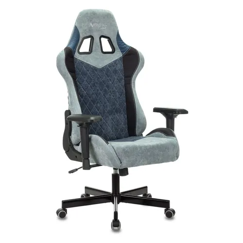Кресло игровое ZOMBIE VIKING 7 KNIGHT, ткань/экокожа, до 150кг, регулируемые 4D подлокотники, синий