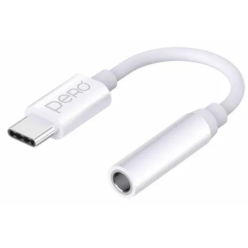 Переходник PERO AD09, USB Type-C (m) - Jack 3.5 (f), 0.1м, белый