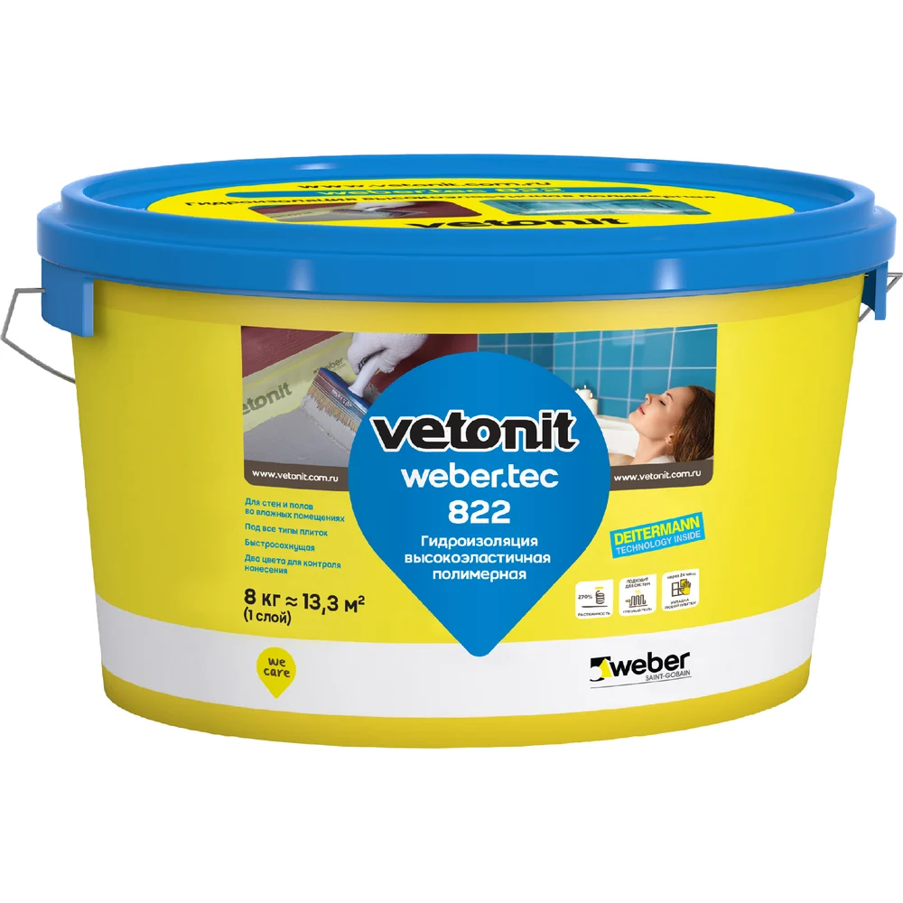 Готовая гидроизоляционная мастика Vetonit weber.tec 822 1025069