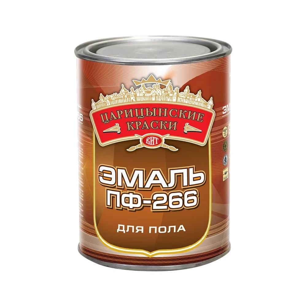 Эмаль для пола Царицынские краски ПФ 266, желто-коричневый, 0.8 кг 16320