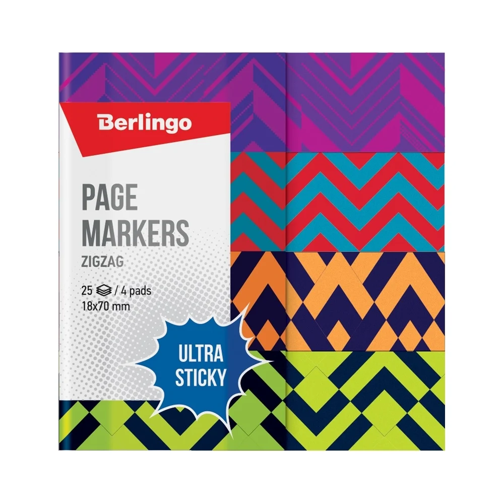 Флажки-закладки Berlingo ultra sticky zigzag LSz_41132